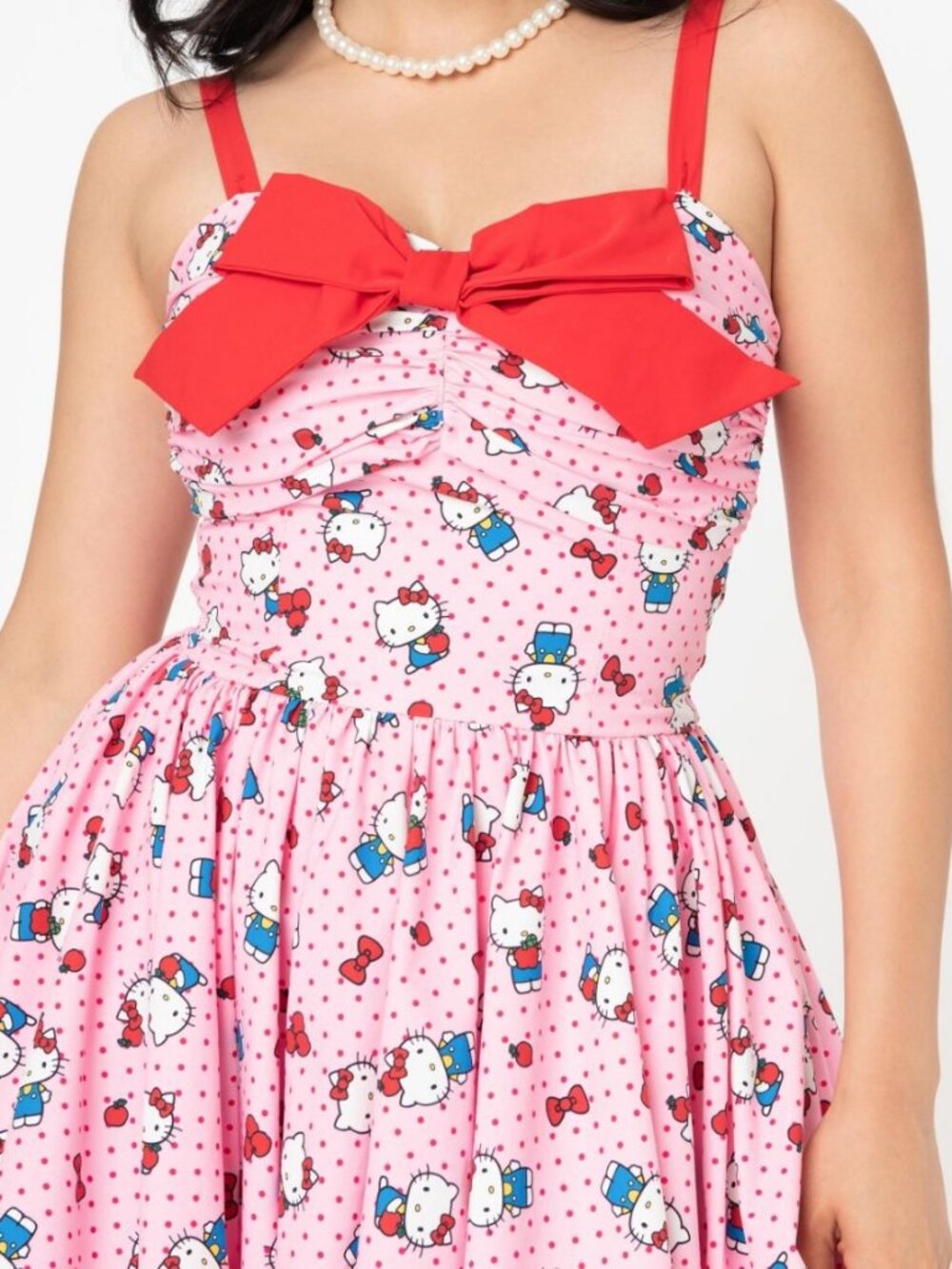 Hello Kitty x Unique Vintage Pink Dotted Kitty Print Golightly Swing Dress 3X/20 - Picture 9 of 9